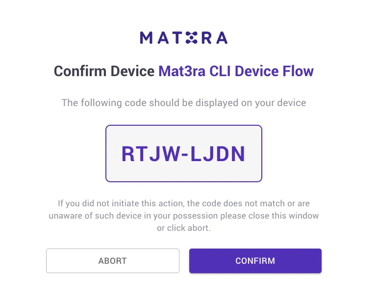 Browser confirmation page Device Confirmation Page